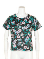 【FEMININE】マルチフラワー柄T-SH/ブラック