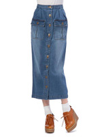 【LIZLISA】デニムロングスカート/インディゴ