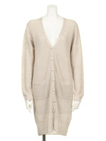 【Omekashi】フレンチリネンロングカーディガン/PINK