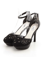 【R&E】チュールレースセパレートヒールパンプス/ホワイト