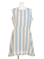 【ROSE BUD】SHIRT/C SLV-LESS LONG DRESS/BEG/LT.BLU