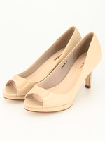 【atm&atg】atm&atgオープントゥシャイニーヒールパンプス/BG