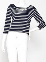 【riana】ビジューつきボーダープルオーバー/チャコール