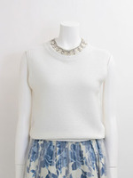 【宮田聡子さんカタログ着用】ピンタックノースリトップス/ネイビー