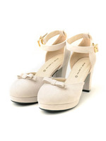 ♭フロントリボンパンプス/ブラック