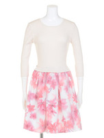 ぼかしフラワードッキングワンピース/濃ピンク