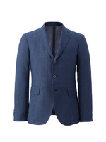 ウールリネン ハウンドトゥース ジャケット/ブルー系(294)