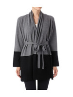 カシュクール風バイカラーカーディガン/グレー系(513)