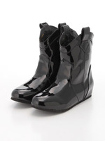 カジュアルレインハーフブーツ/ベージュエナメル