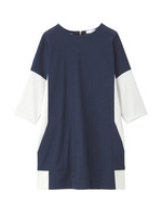 カラーボンディングワンピース/ブルー系(593)