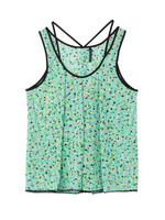 カラフルプリントノースリーブシャツ/グリーン系(121)