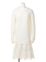 コットンレースドッキングワンピース/white