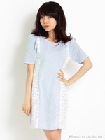 サイドレースダンガリーワンピース/イエロー