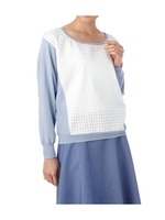 シアーチェック切り替えニット/ベビーピンク(071)