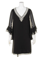 シフォンAラインワンピース/ブラック