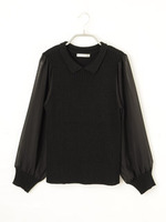 シフォンスリーブニットTOPS/ブラック