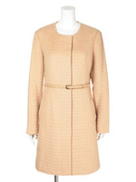 シャギーノーカラーコート/ベージュ