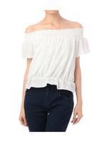 シャドーチェックギャザーブラウス/ホワイト(203)