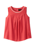 シルク混タックノースリーブブラウス/レッド系(062)