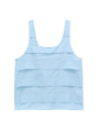 シルク混ノースリーブボーダートップス/ブルー系(090)