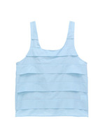 シルク混ノースリーブボーダートップス/ブルー系(090)