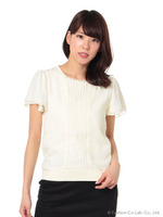 シルケットピンタックフリルT/サックス