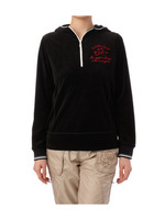 ジップフードベロアプルオーバー/ブラック(019)