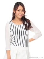 ストライプニットPO/シロ