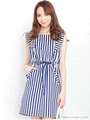 ストライプワンピース/ネイビー
