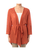 スラブリネントッパーカーディガン/オレンジ系(067)