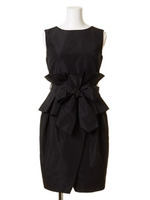 ダブルペプラムリボンワンピース/BLK