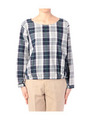 チェック柄コットンスモッグブラウス/レッド(262)