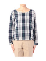 チェック柄コットンスモッグブラウス/レッド(262)