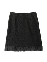 チュール切り替えフラワーレーススカート/ネイビー(493)