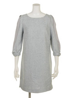 ツイードサックワンピース/ライトブルー