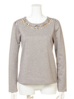 トパーズビジュー長袖TOPS/ボルドー