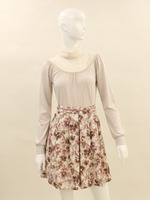 ニードルフラワープリントスカート/クロ