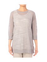 ノースリプルオーバー+スラブ透かし編みニット/ブラウン系(043)