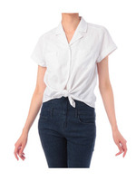 バック刺しゅうロゴ&前結びシャツ/ブルー系(091)