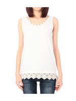 ビジューストラップ裾レースタンクトップ/ライトグレー(011)