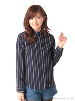 ピンストライプシャツ/ネイビー