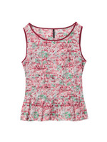 フラワープリントペプラムブラウス/レッド系(162)