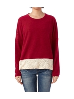 フラワーレース切り替えニットソー/グレー系(514)