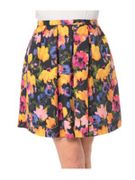 ブッチャーフラワープリントスカート/ネイビー