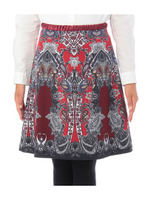 プリントAラインスカート/ワインレッド(163)