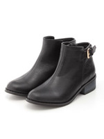 ベルト付ショートブーツ/ブラック