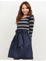 メモリーデニムスカート/ライトグレー