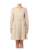 ラウンドネックボタンワンピース/ベージュ系(051)