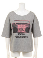 ラジカセプリント裏毛TOPS/杢グレー