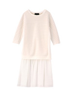 ラッセルニット+コットンワンピース/オフホワイト(003)